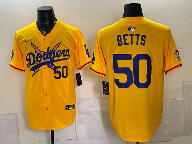 men Los Angeles Dodgers #50 Betts yellow Game 2026 Nike MLB Jersey 0716005